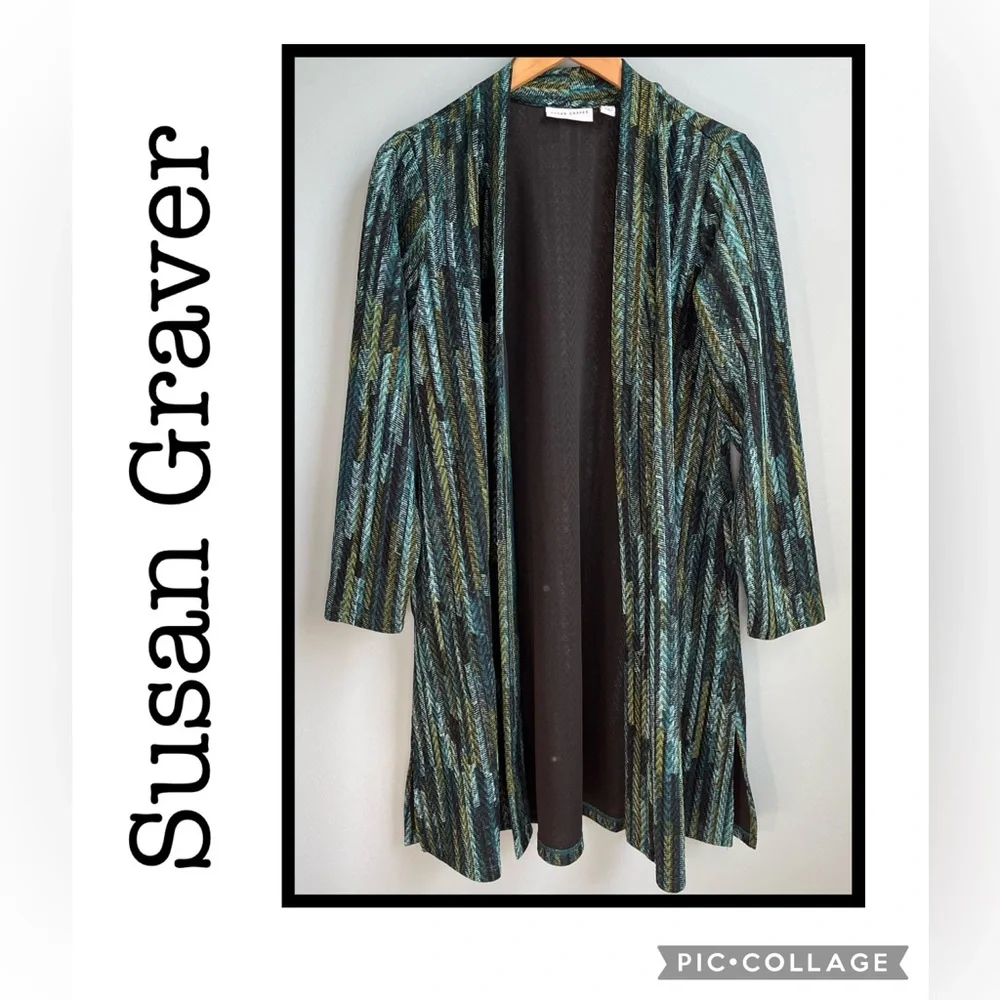 Susan Graver Open Front Duster Cardigan Size MP - Picture 1 of 5